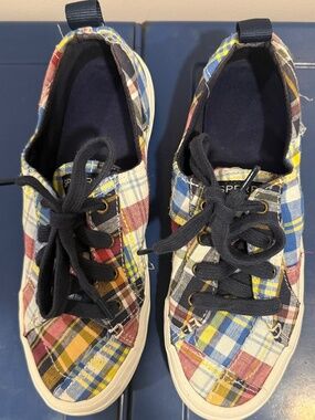 Sperry Preppy Plaid Laced Women Sneakers Shoes Size 6 5